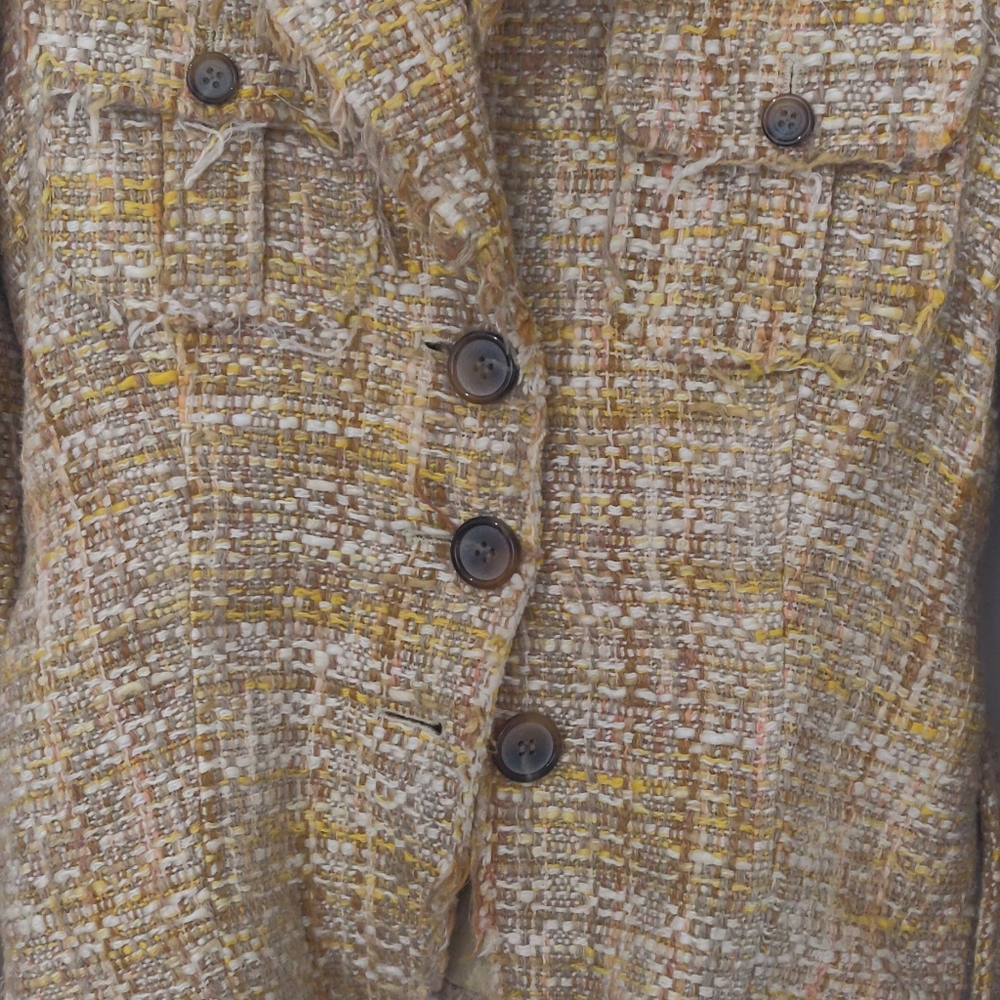 bebe Yellow and Brown Tweed Blazer